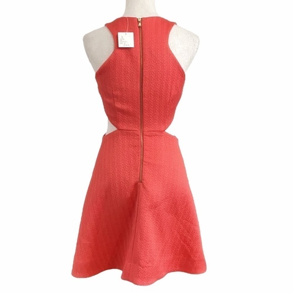 Nwt CLUB MONACO TAIKA CORAL TEXTURED CUT OUT SLEEVELESS MINI COCKTAIL DRESS - Picture 3 of 11